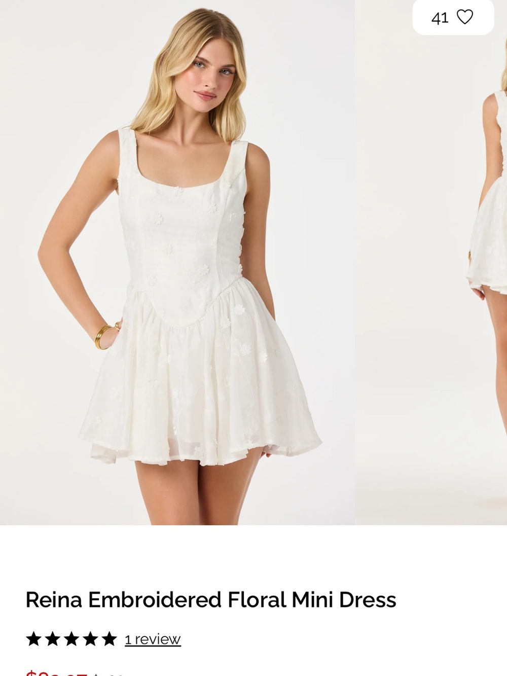 ASTR Reina White Floral Embroidered Dress